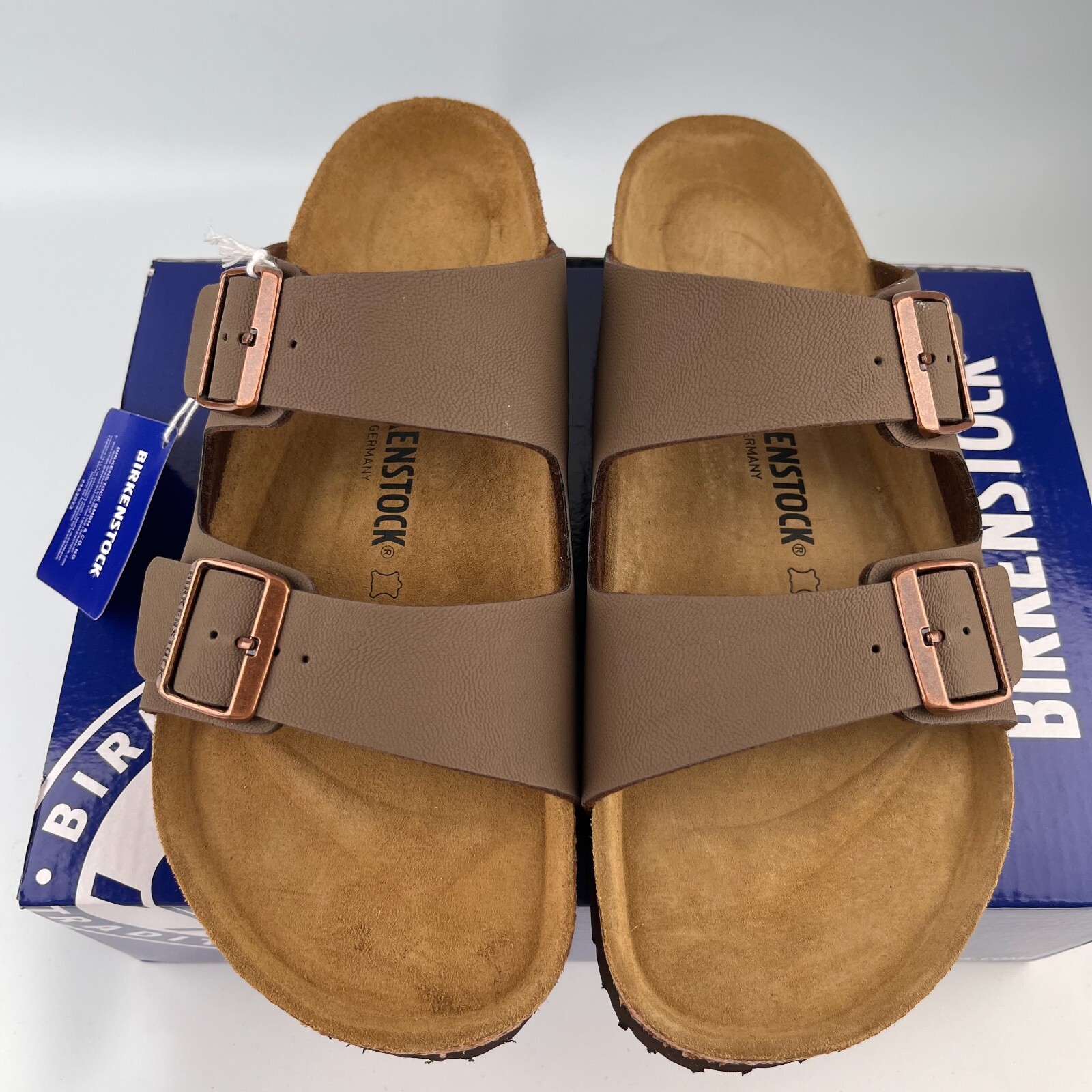 Birkenstock Arizona Birko-Flor Birkibuc Color Mocha Leather Sandals – New