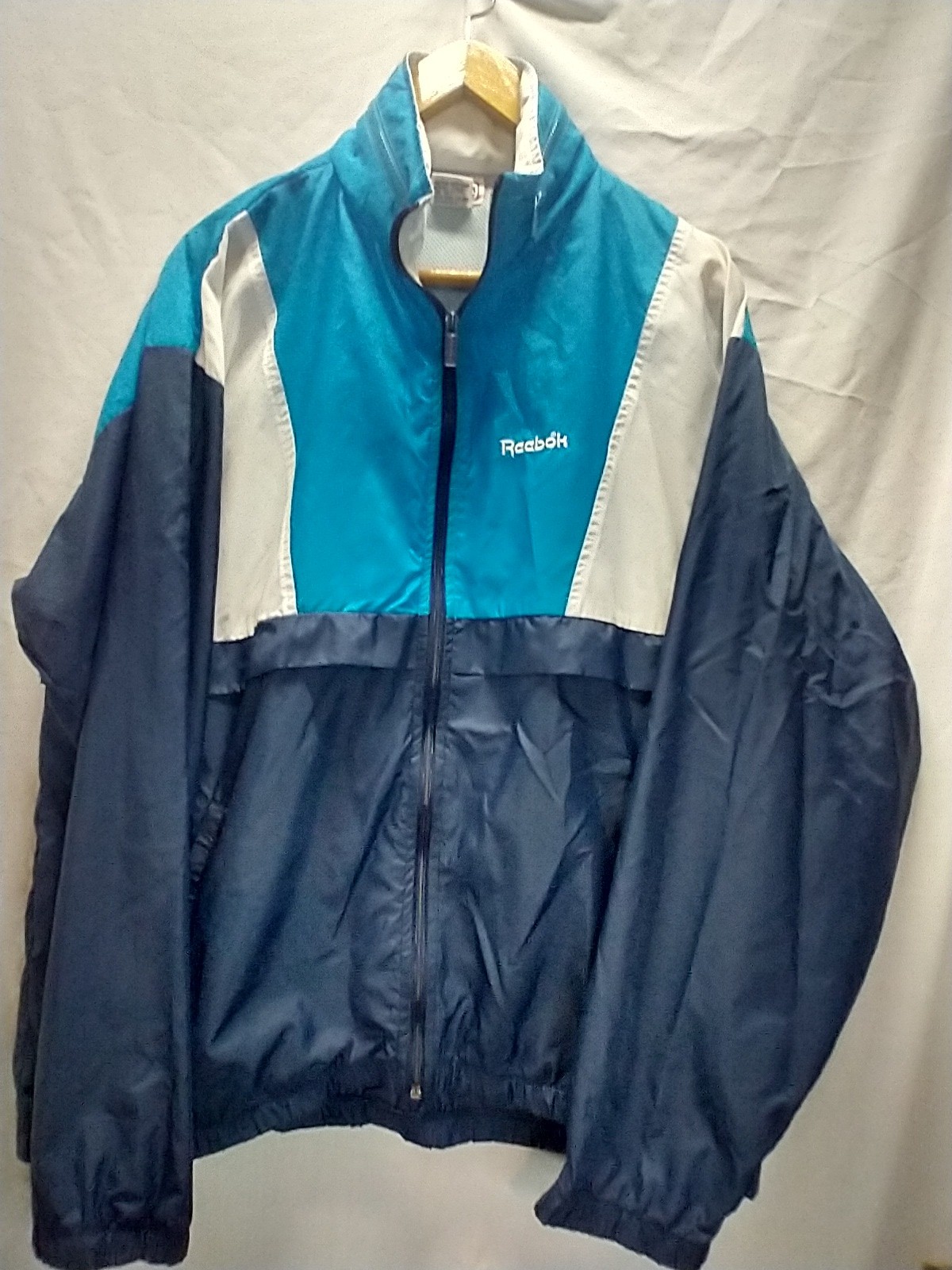 VTG Reebok Sport 90s Jacket Men L Hidden Hood Windbreaker Track Color Block Y2k