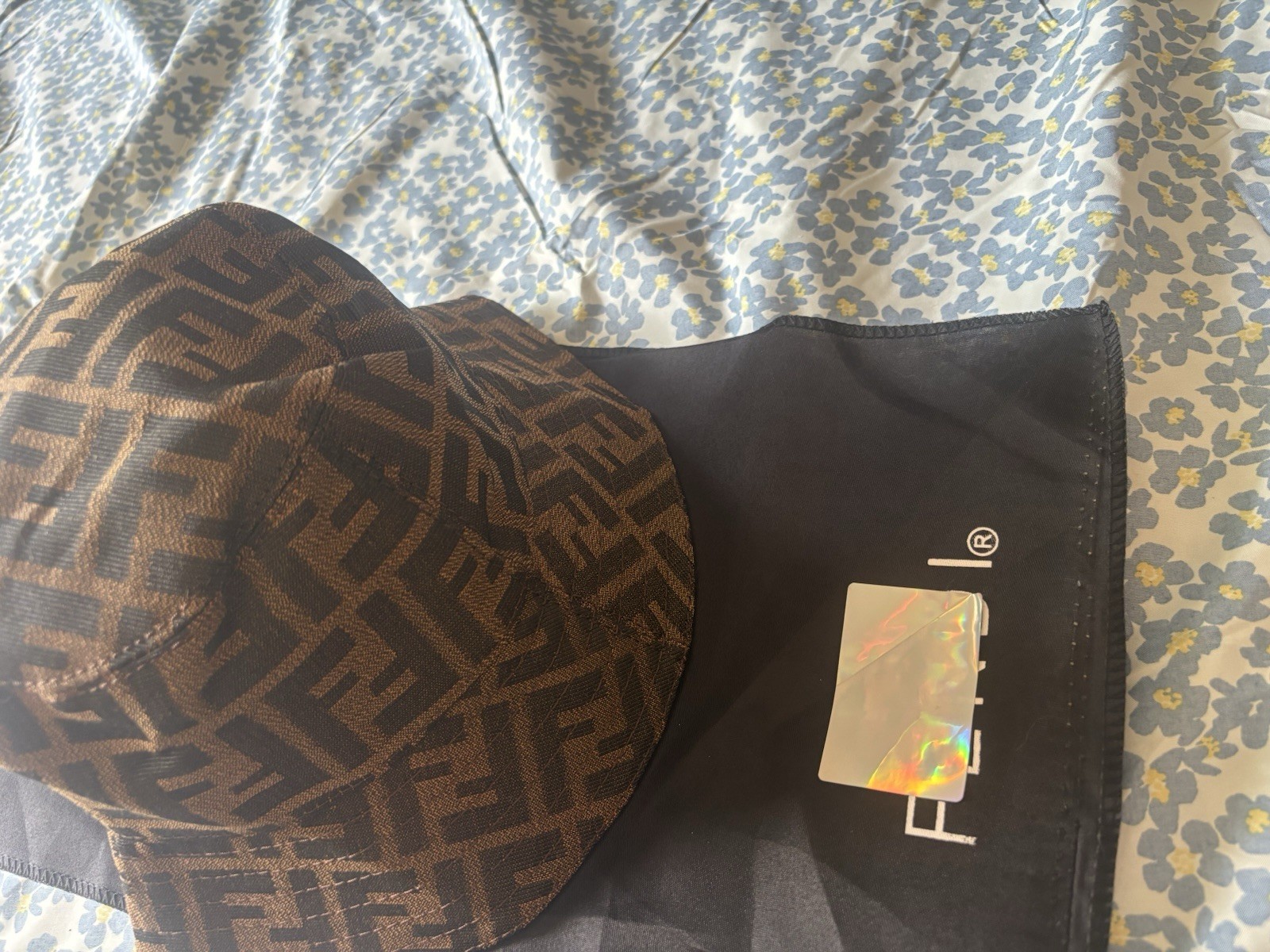 FENDI FF Monogram Bucket Hat Brown/Black Unisex Adults Size 58 cm