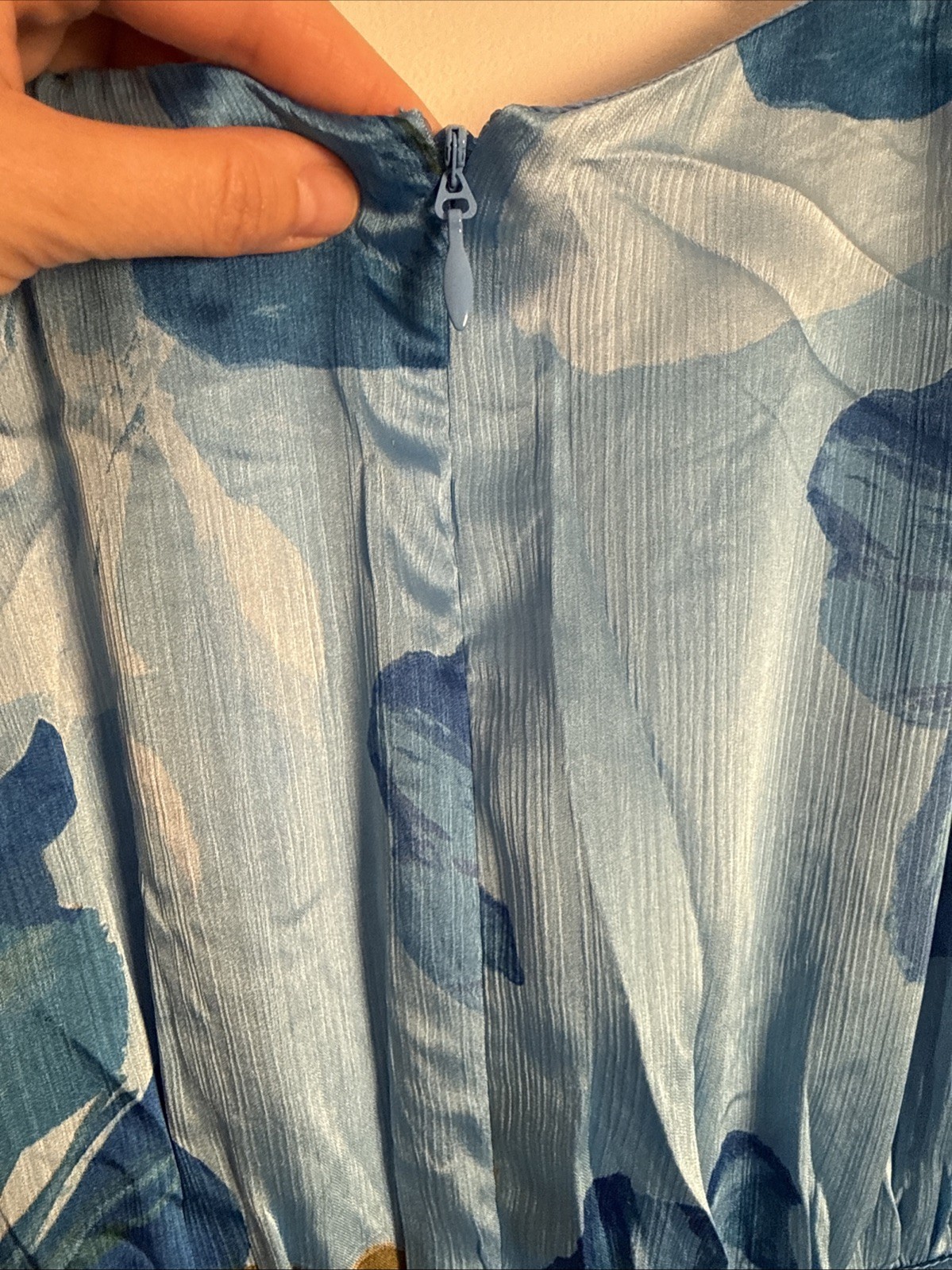 Sugarlips Neiva Blue Floral Descanso Pleated Maxi Dress 1X Flowy Romantic Garden