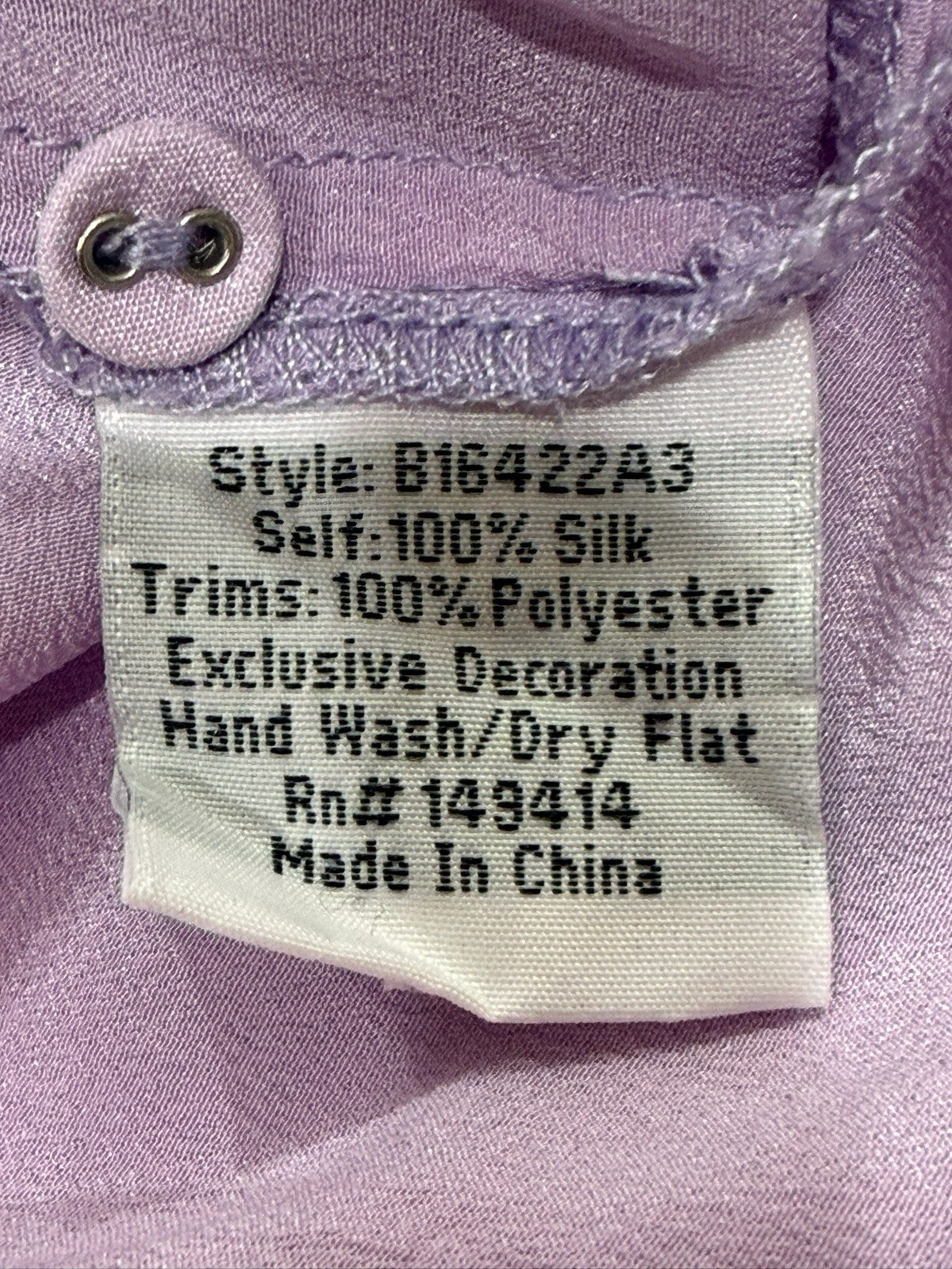 Johnny Was Biya Silk Embroidered Boho Blouse Lavender Purple Floral Henley L