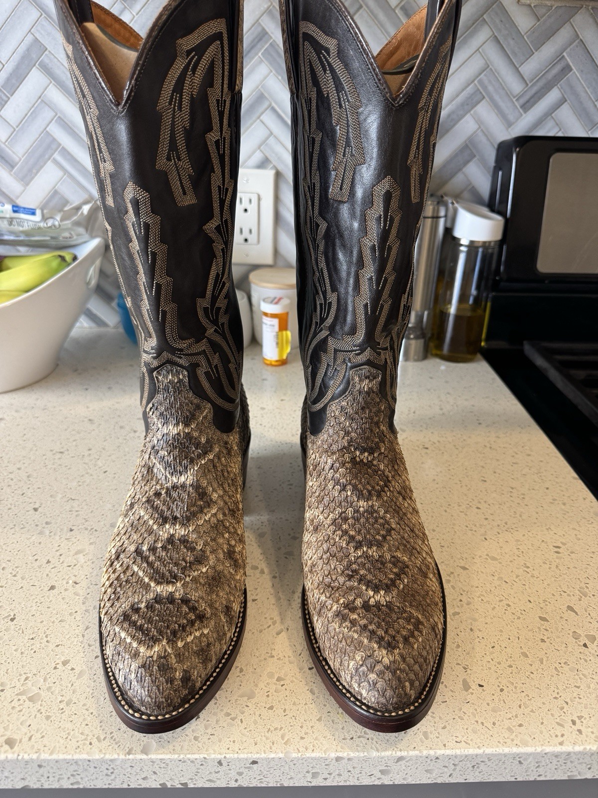 J Chisolm Men’s Rattlesnake Vintage Boots 8.5d