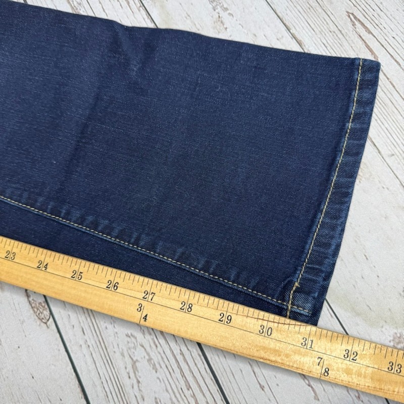 Maurices Everflex High Rise Jeans Womens 12 Reg Tapered Blue Faded Dark Wash