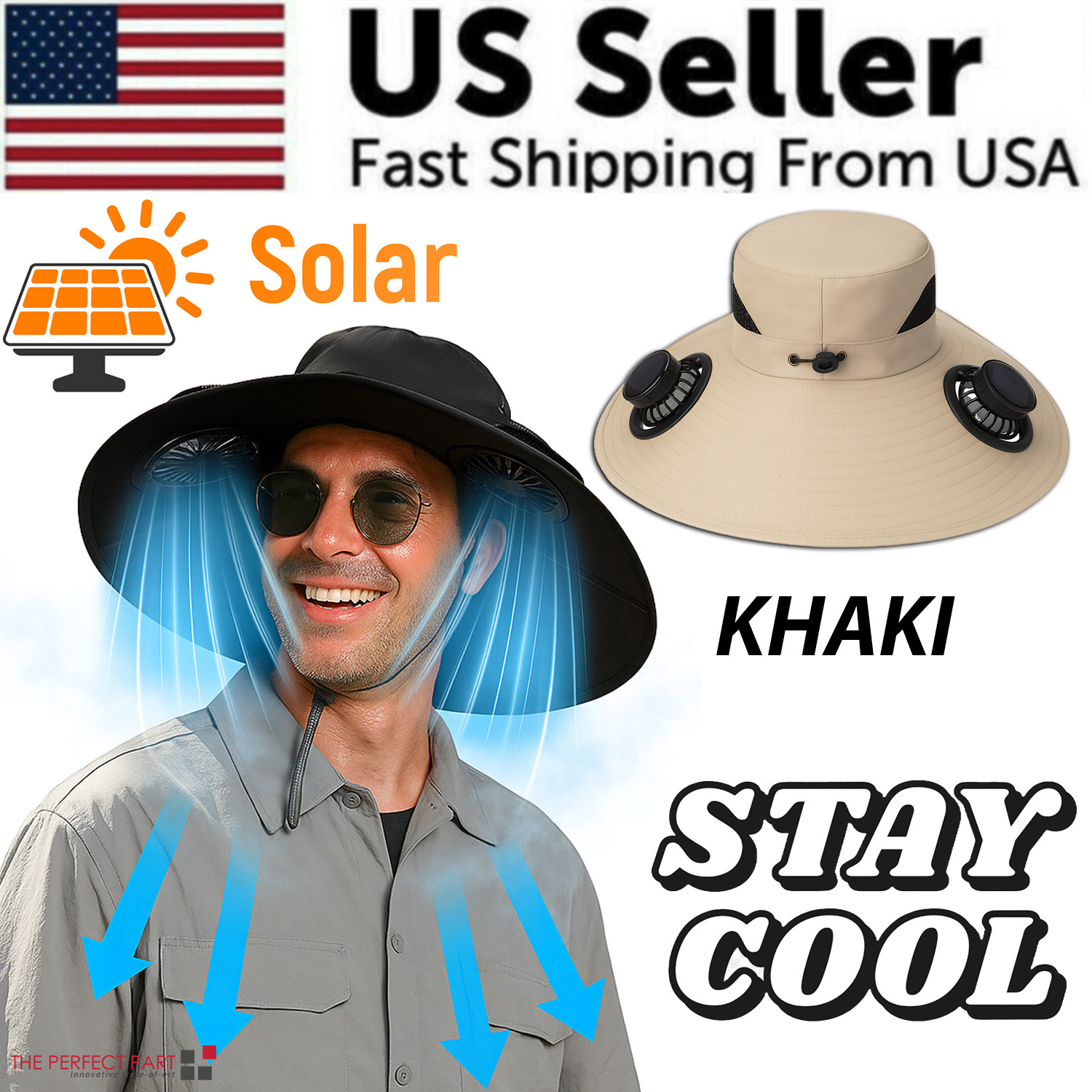 Solar & USB Powered Fan Outdoor Fishing Hat Sunscreen Sun Hat With Dual Fan New