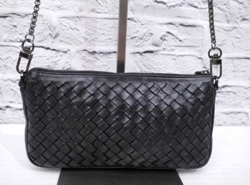 [Authentic] BOTTEGA VENETA Intrecciato Leather Crossbody Mini Shoulder Bag Pouch