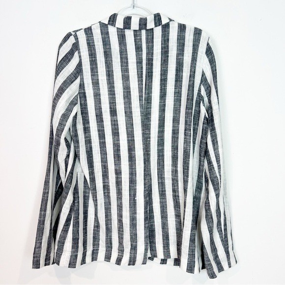 HEARTLOOM REVOLVE PETUNIA LINEN GRAY WHITE STRIPE BLAZER WOMENS SZ LARGE