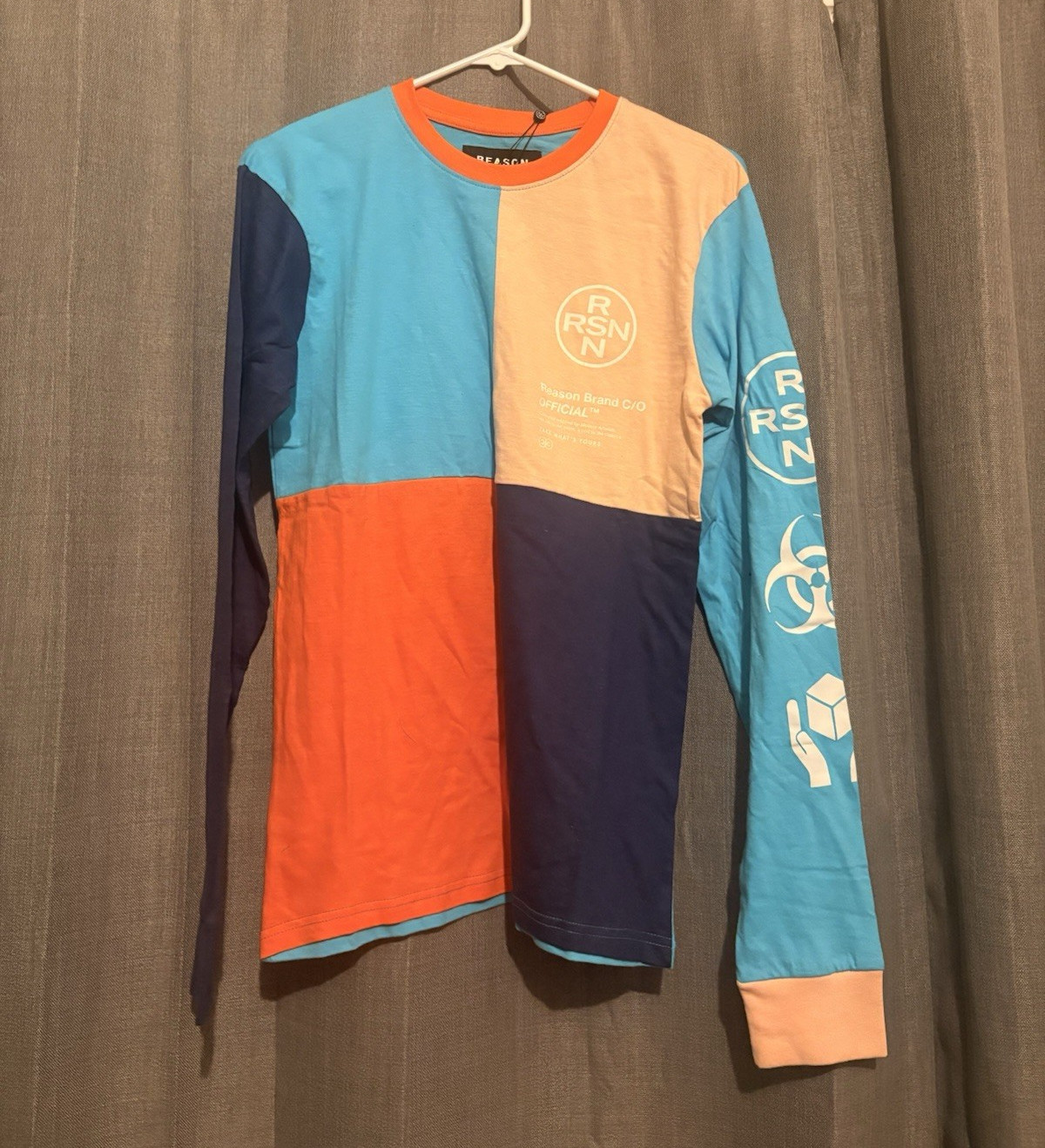 Reason RJ-68 Men’s Colorblock Long Sleeve Crew Neck T-Shirt Multicolor S
