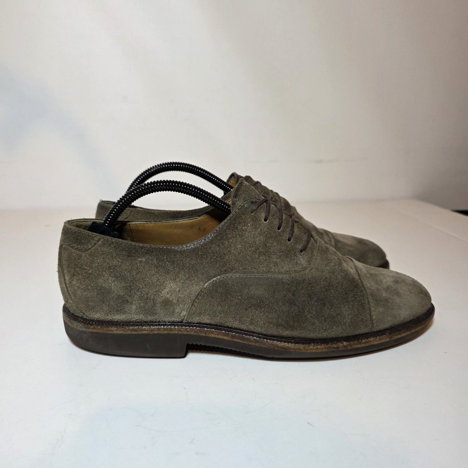 Salvatore Ferragamo Studio Gray/Green Suede Oxford Cap Toe Dress Shoes Mens 9EE