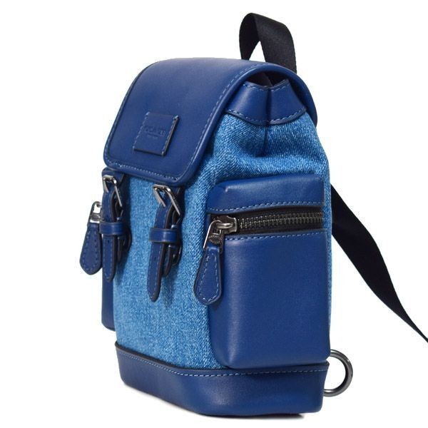 Coach Bag COACH Denim Leather Sling Sprint Small Logo Flap Backpack One Shoulder