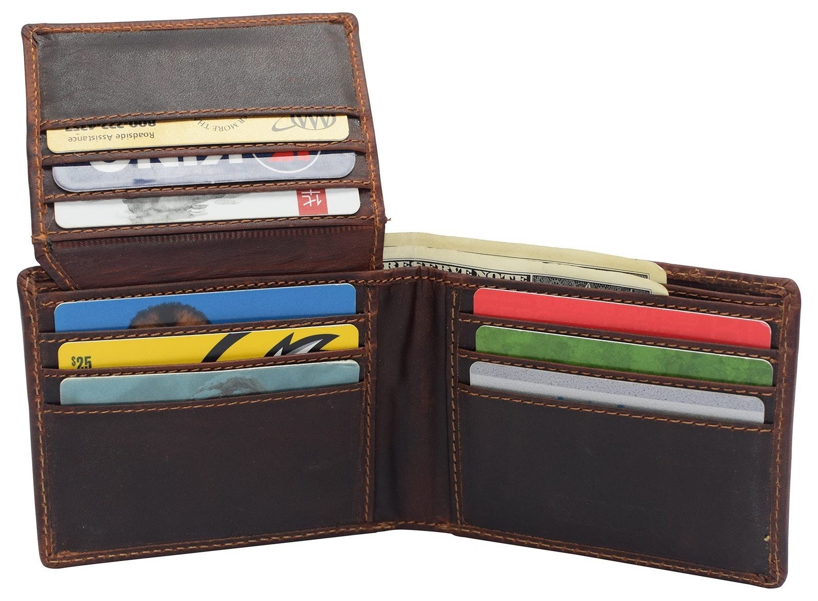 CAZORO Personalized Wallets Name Initials Men’s Vintage Leather RFID Blocking…