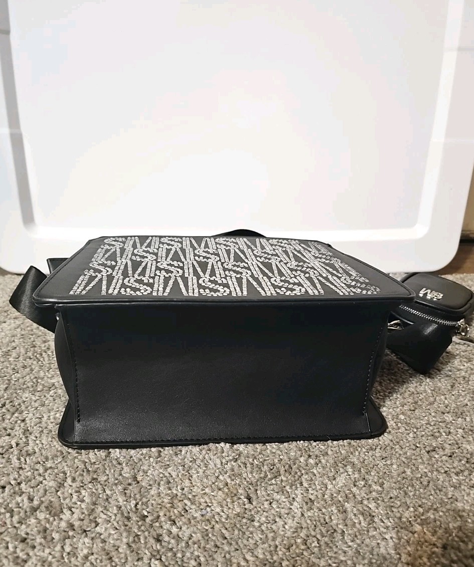 Steve Madden Bevelyn Rhinestone Logo Silver Satchel