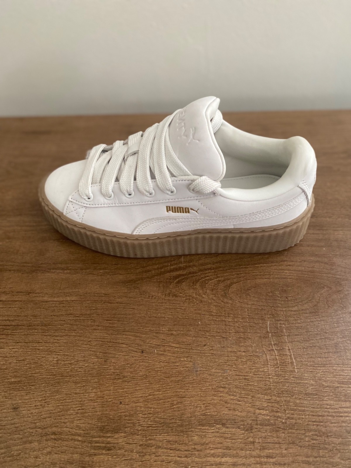 Size -8.5-Puma Fenty Creeper Style Sneaker-Beige with Gum Sole-Women’s