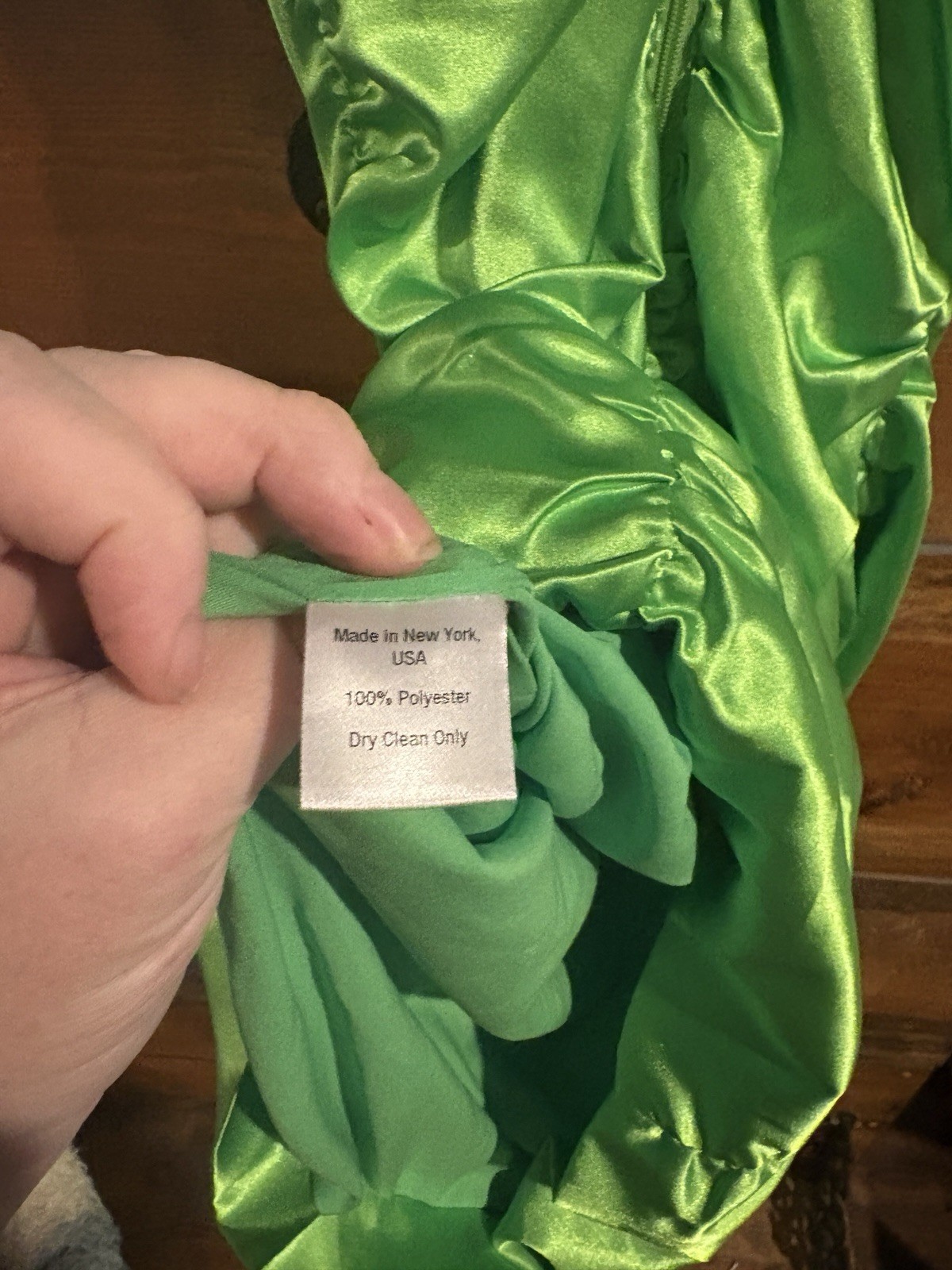 Mia Vesper Lime Green Sateen Dress With Many Bow Accents Adjustable Straps Small