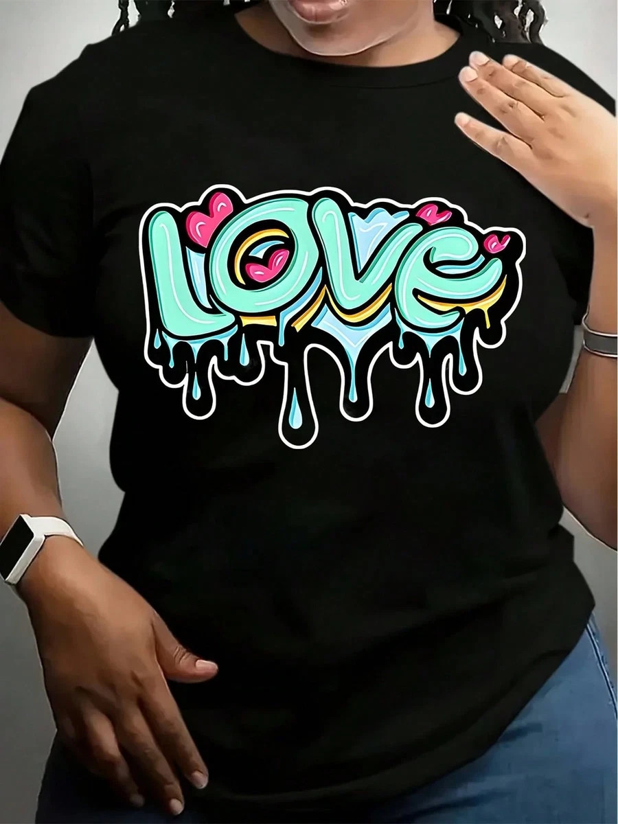 Women’s T-Shirts Love Dripping Heart Design Art 100%, Breathable