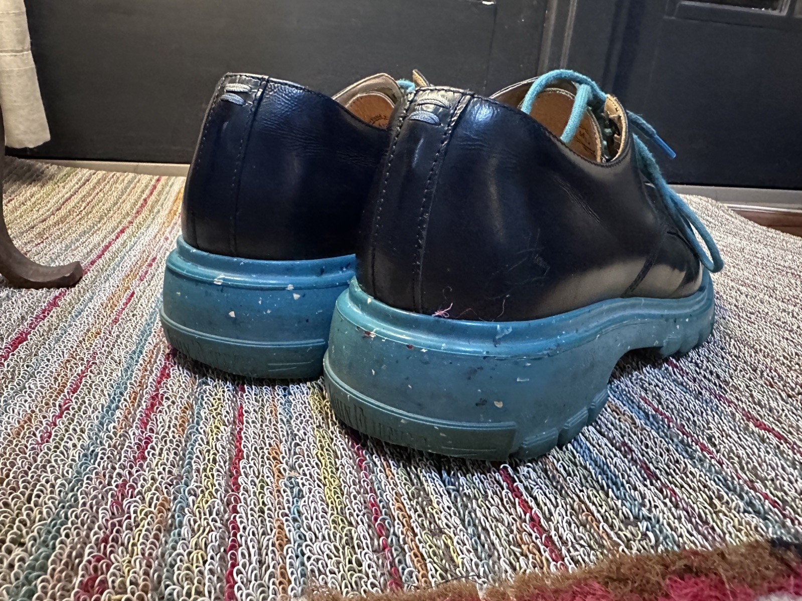Fluevog EXCELLENT Official Tuesday Classic everyday blue/turquoise derby -12