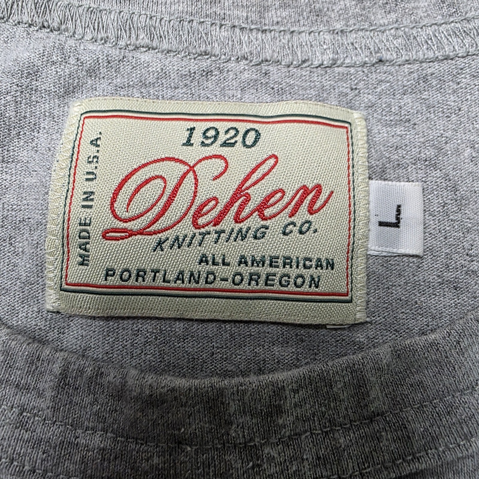 Dehen Knitting Co 1920 Heavy Duty T-Shirt Men’s L Made In USA Gray Thick Cotton