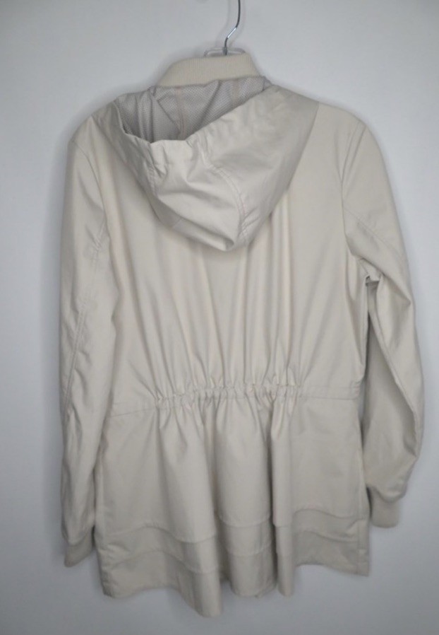 Bernardo Women’s Hooded Full Zip Drawstring Waist Pocket Coat Beige M