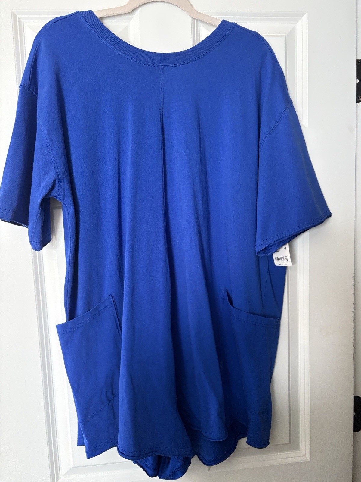 Free People Hot Shot Romper Women’s Blue Short Sleeve w/ Pockets Size L