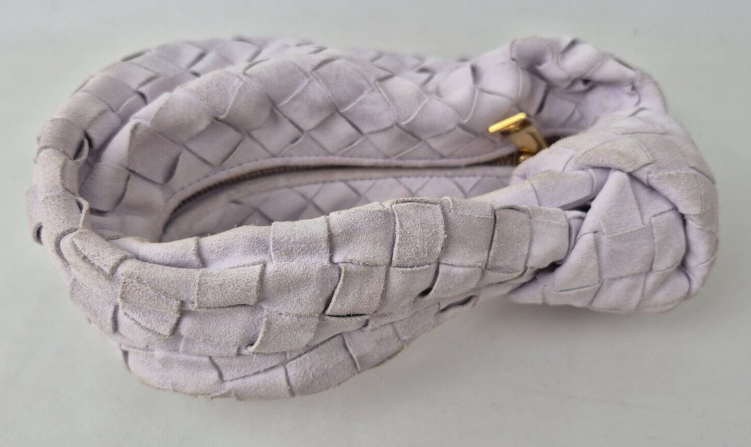Bottega Veneta Mirth Washed Gold Mini Jodie Suede Leather Hobo Bag .