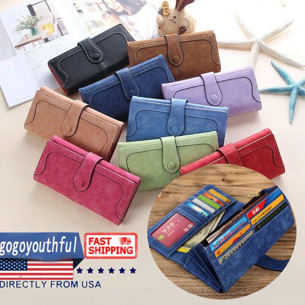 Women PU Leather Wallet Clutch Long Phone Card Holder Purse Handbag Best Gift US