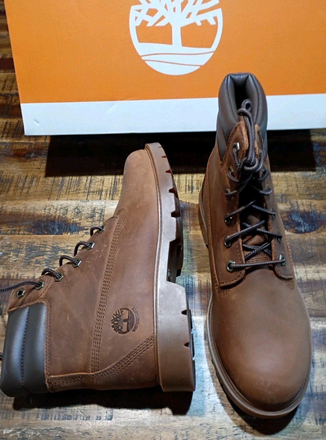 Timberland Womens Linden Woods 6″ Waterproof Premium Leather Boot Sz 8.5 Brown