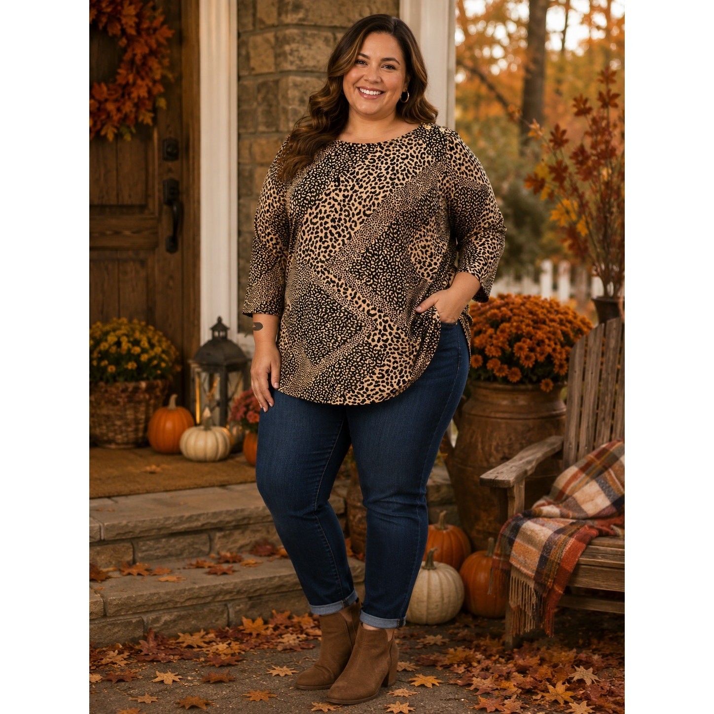Jessica London Women’s Plus 26/28 Animal Print Top