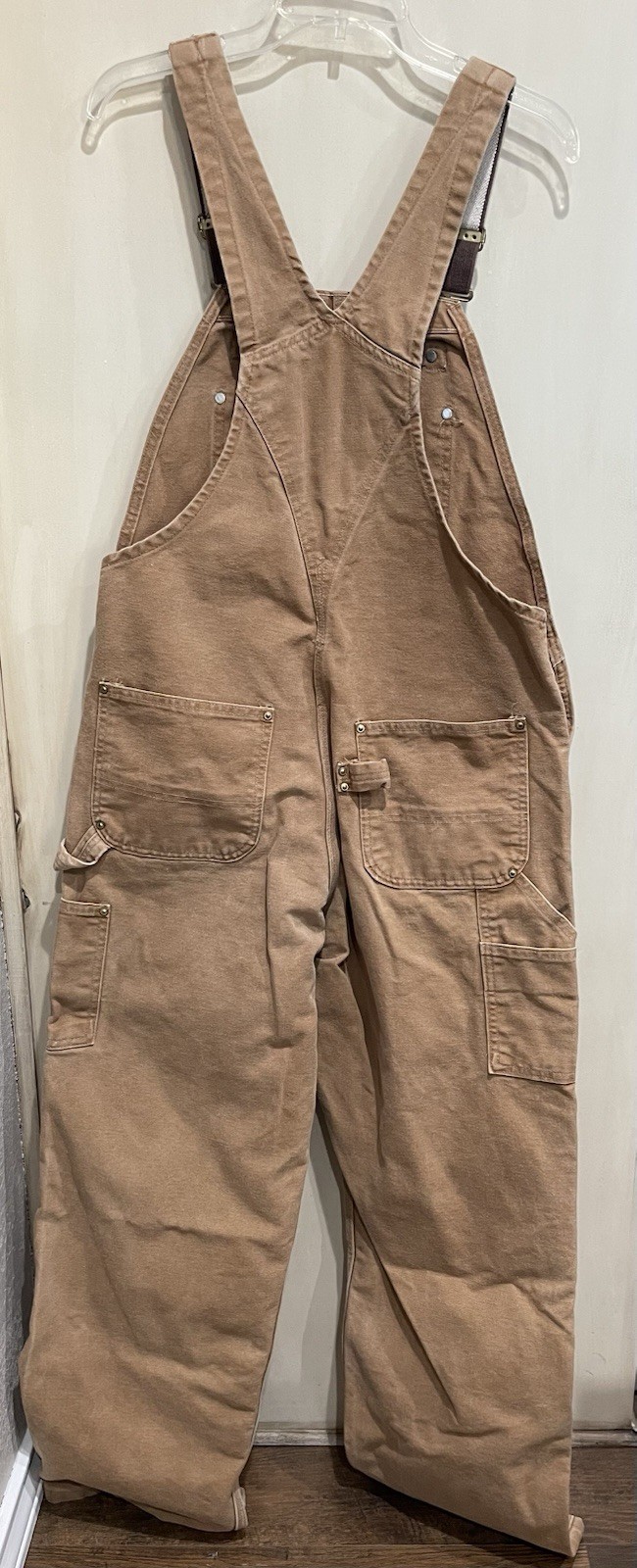 Carhartt Bib Duck Overalls 36×30 Double Knee Bibs R08 BRN Brown 100% Cotton