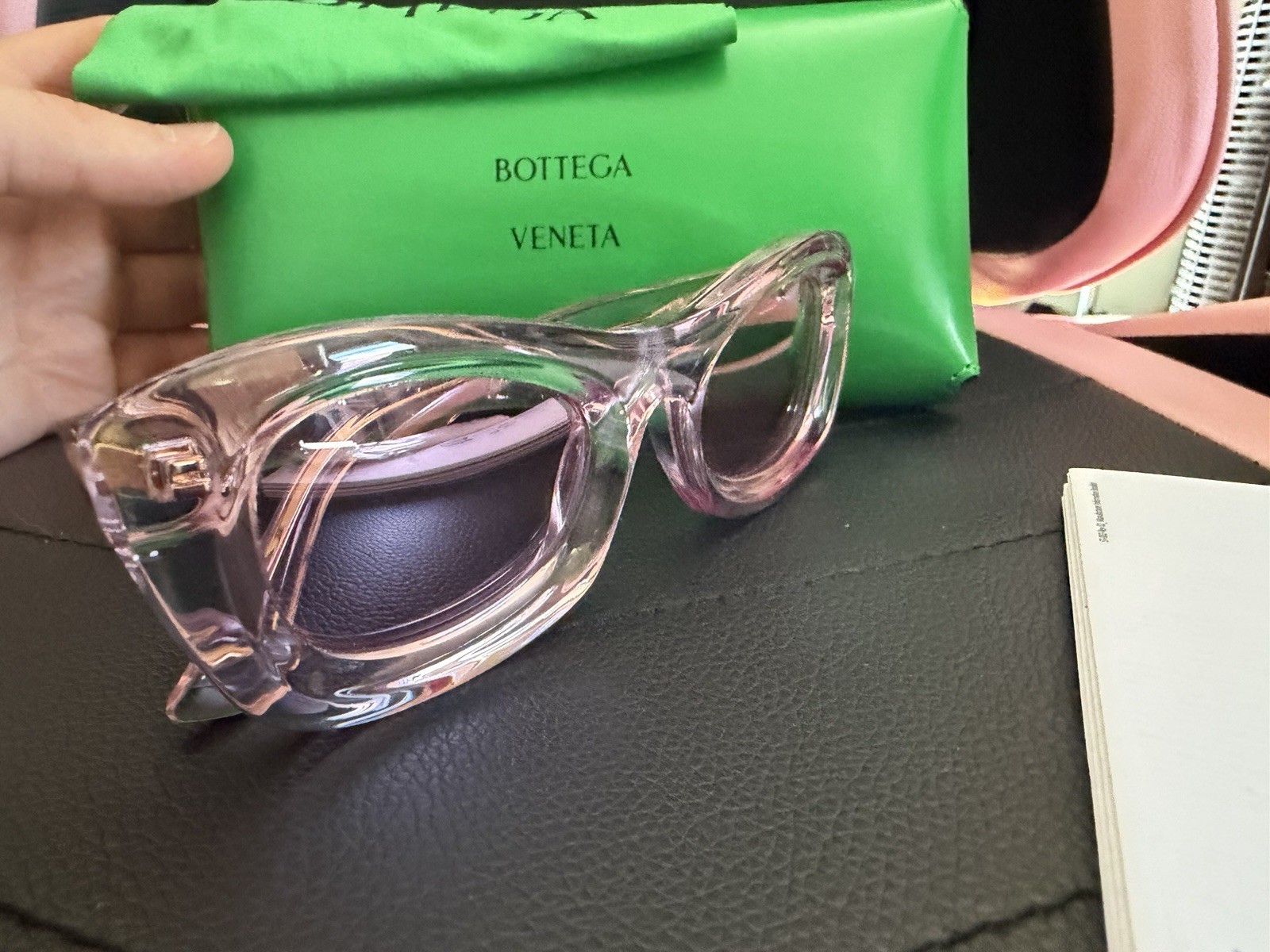Bottega Veneta BV1088S 005 Violet Flash Pink Transparent Acetate Sunglasses