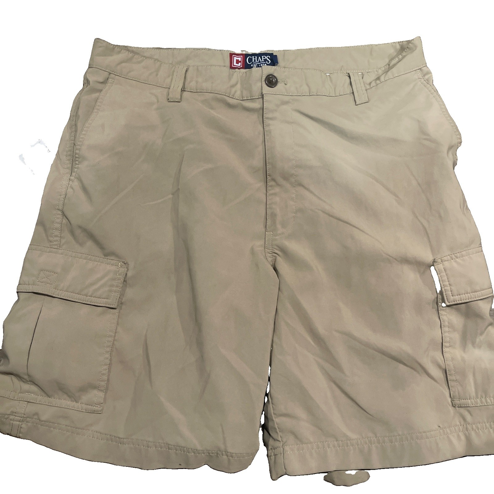 Chaps Men’s Cargo Shorts Size 36 Khaki Beige Flat Front Casual
