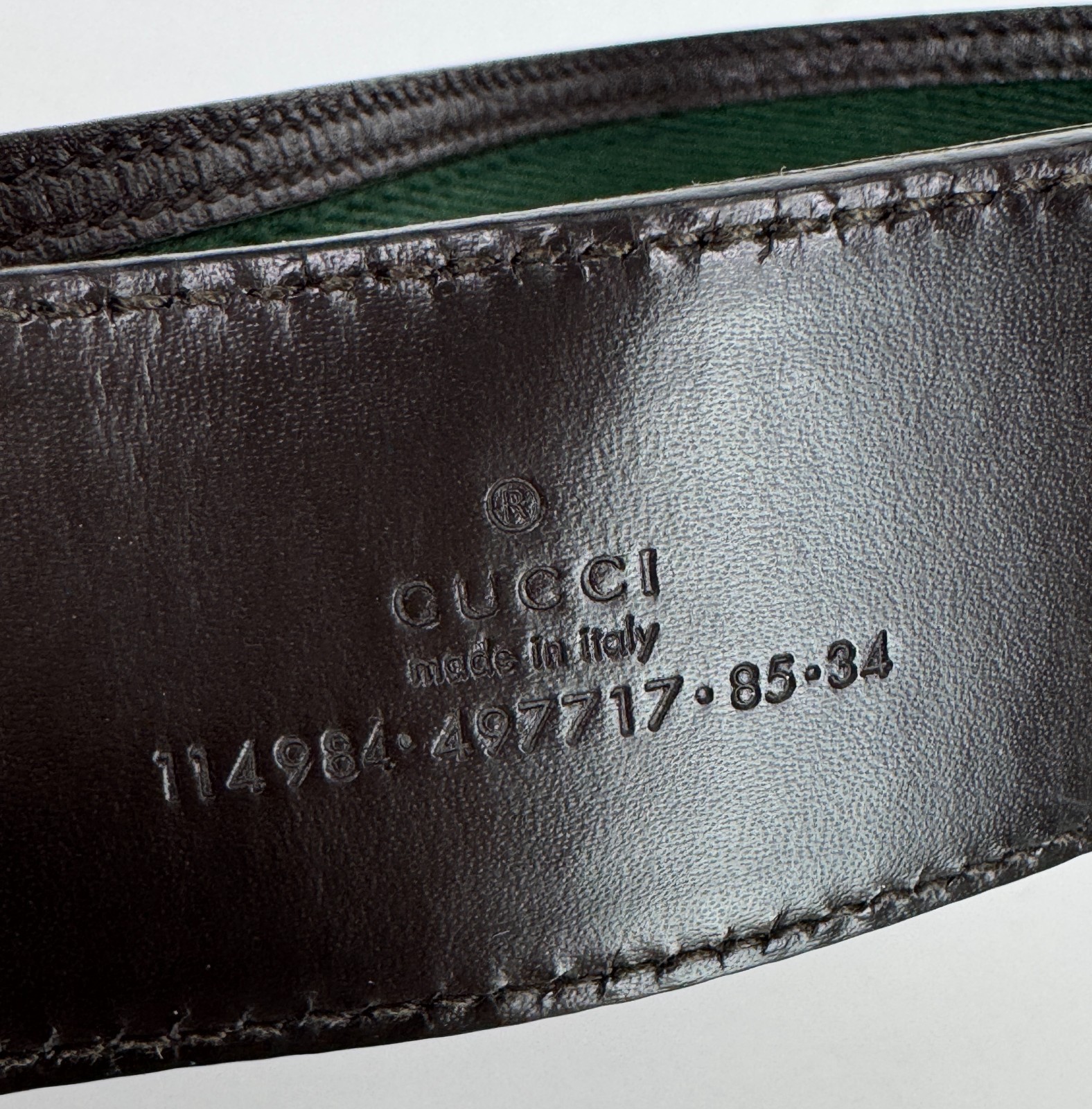 Gucci Auth Web Belt 80 cm 32 in Silver GG Red Green Fabric Brown Leather Runway