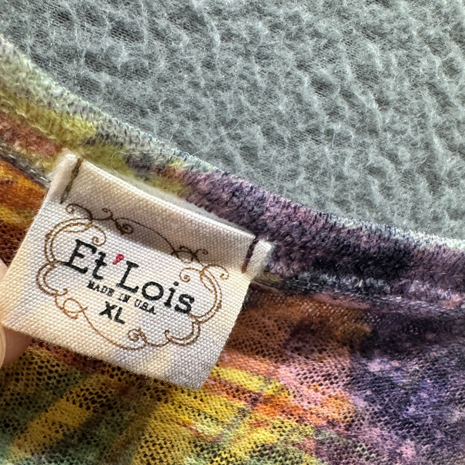Et Lois Blouse Top Womens XL Floral Multi Color Art To Wear Pullover Knit