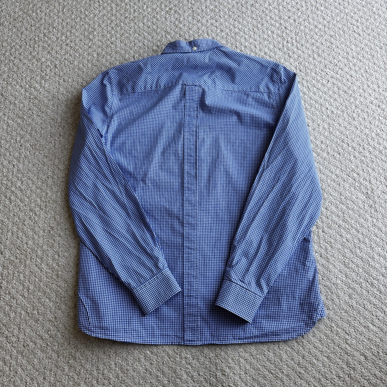 Fred Perry Gingham Check Shirt Men’s Large L Blue White Cotton Button Down