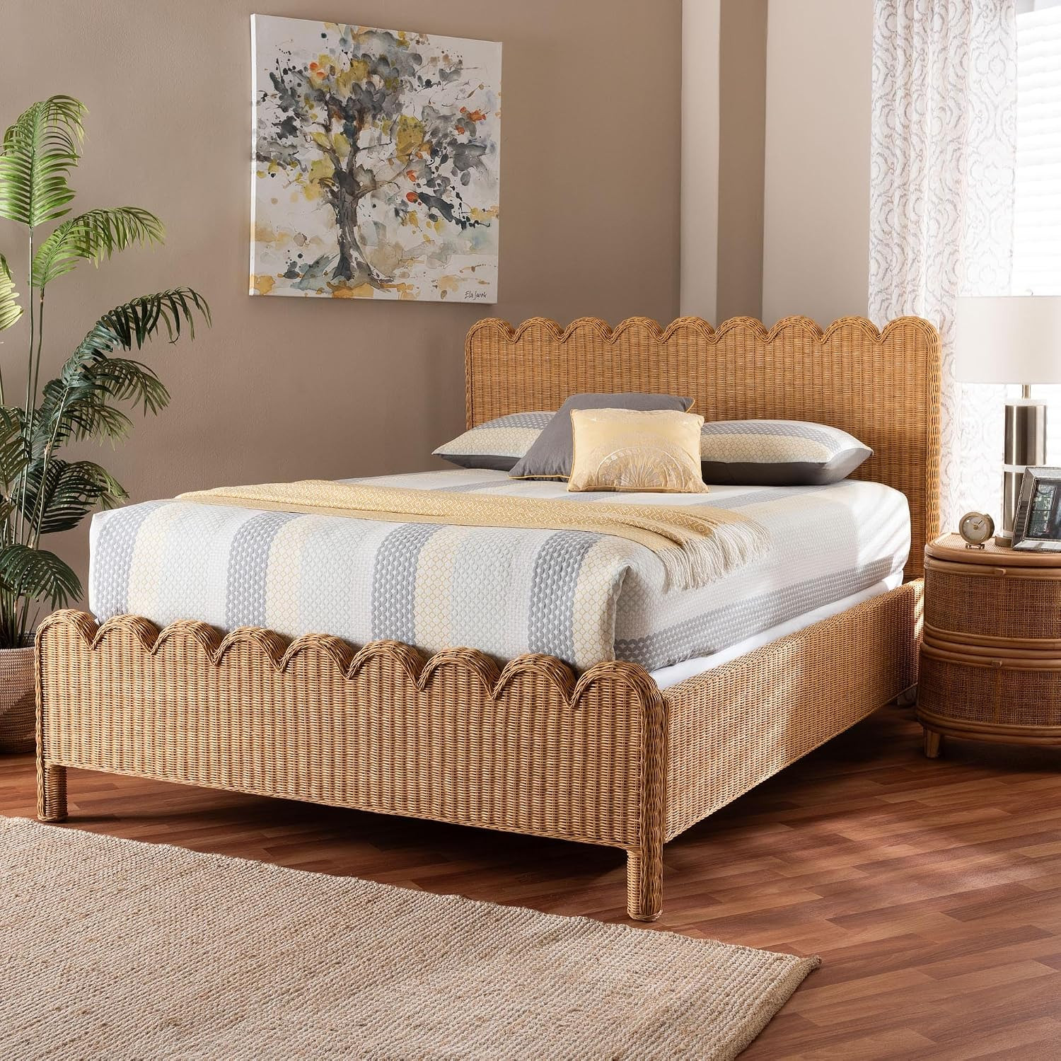 Maritza King Bed Frame – Handwoven Rattan with Boho Coastal Style