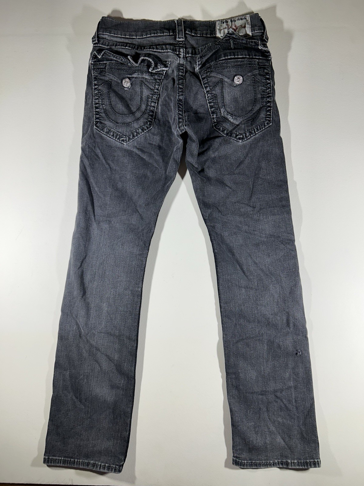 (Super Thrashed Distressed) True Religion Ricky Flap Big T Jeans 32×32 Grey