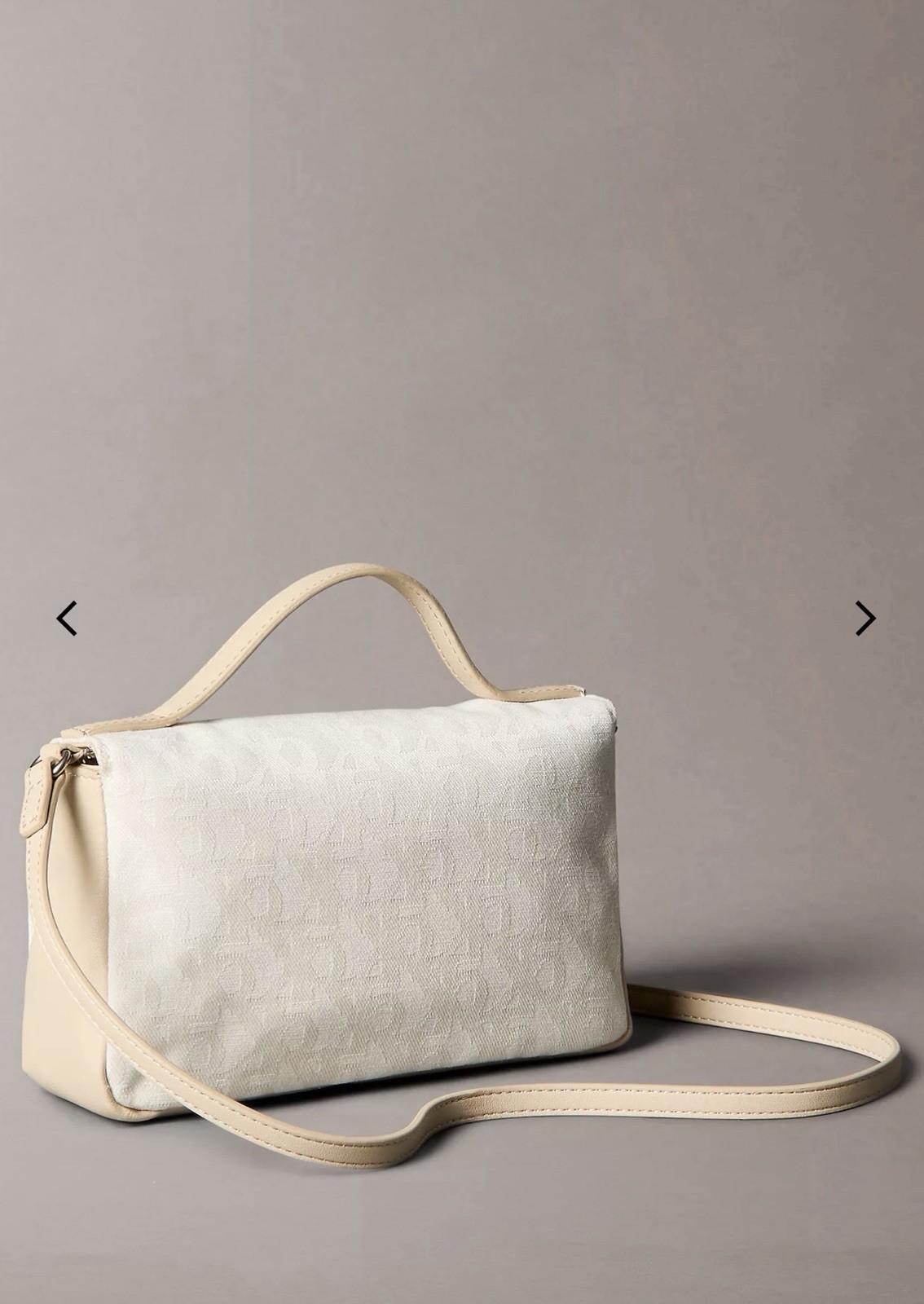 Calvin Klein Women’s Allover Monogram Flap Crossbody Bag Natural AOP Beige