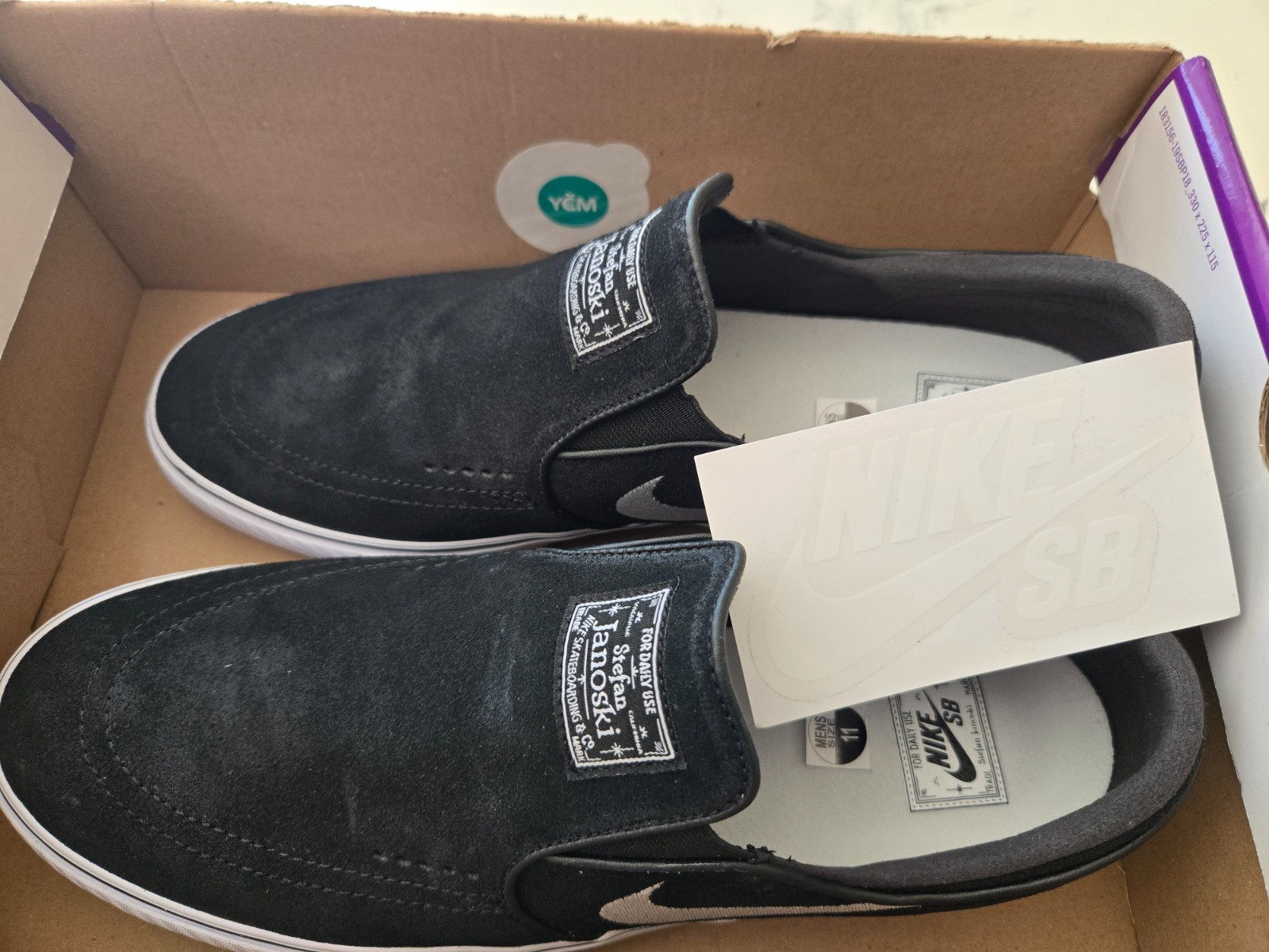 Nike SB Janoski+ Slip Black White Suede Sneaker FN5893-001 Mens Size 12