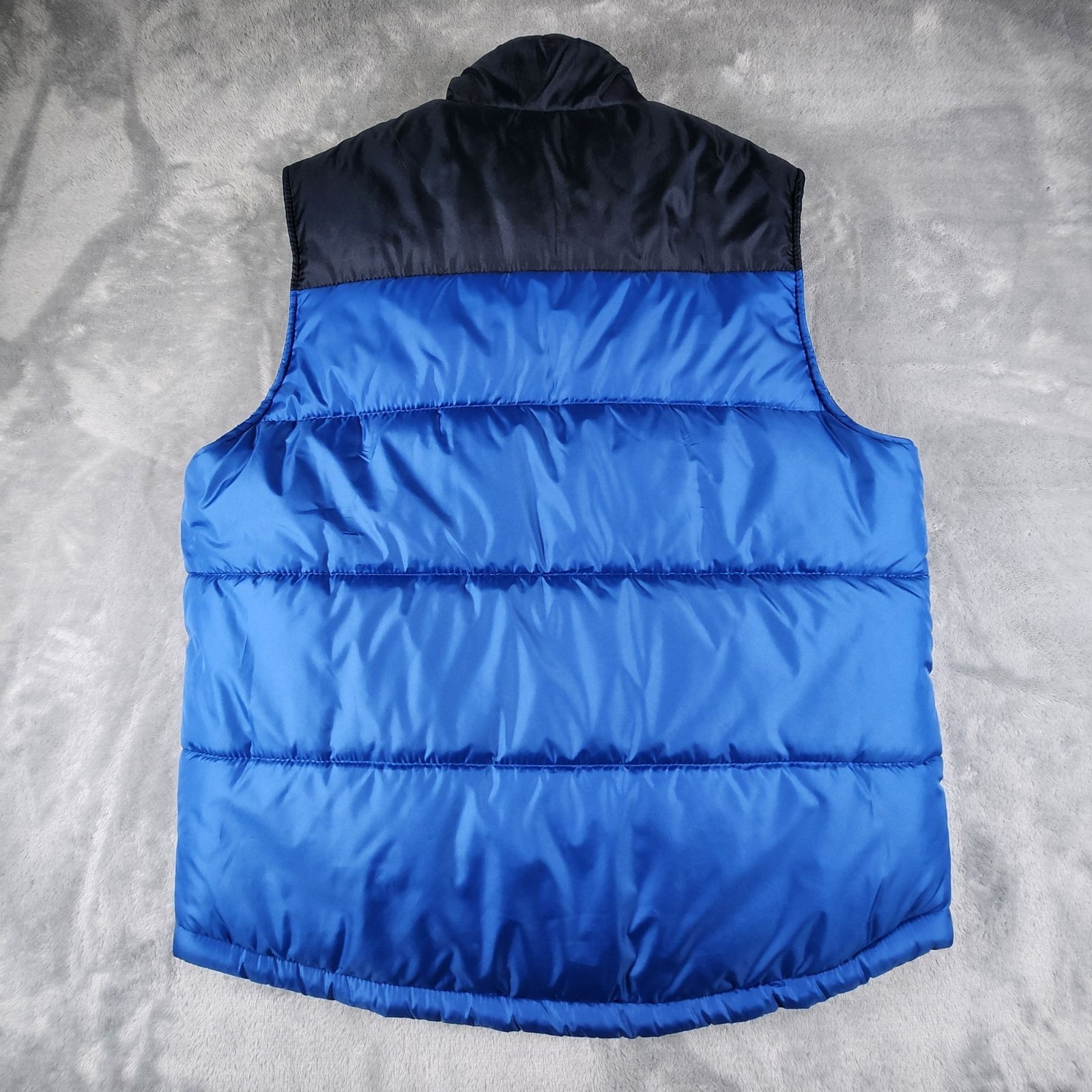 Outdoor Life Puffer Vest Large Blue Color Block Outdoor Hiking Active Cabin Work