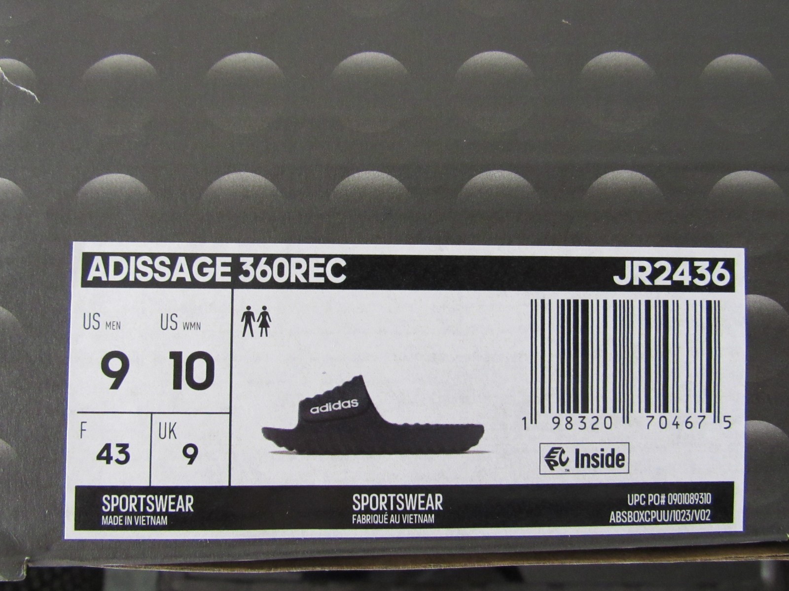 adidas Adissage 360rec Slides Sandals Men’s 9 US Navy Foam Comfy