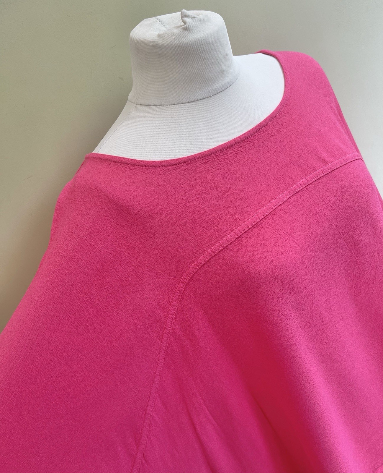 Sahara Hot Pink Viscose Boxy Batwing Blouse Size Medium Large Oversized