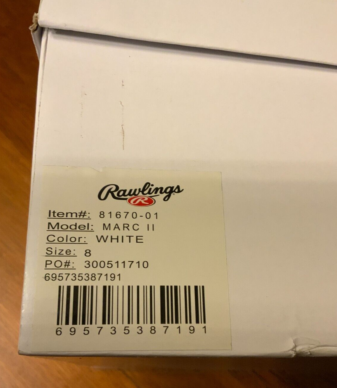 Rawlings Men’s Marc II, Style# 81670-01, Size 8, Color White