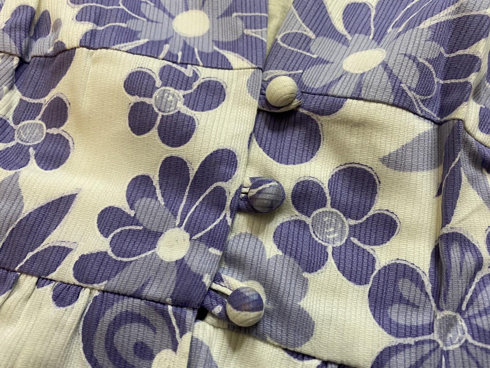 Vintage 1960’s Nalii Honolulu Hawaii Mod Pin-up Pleated Purple Flower Dress