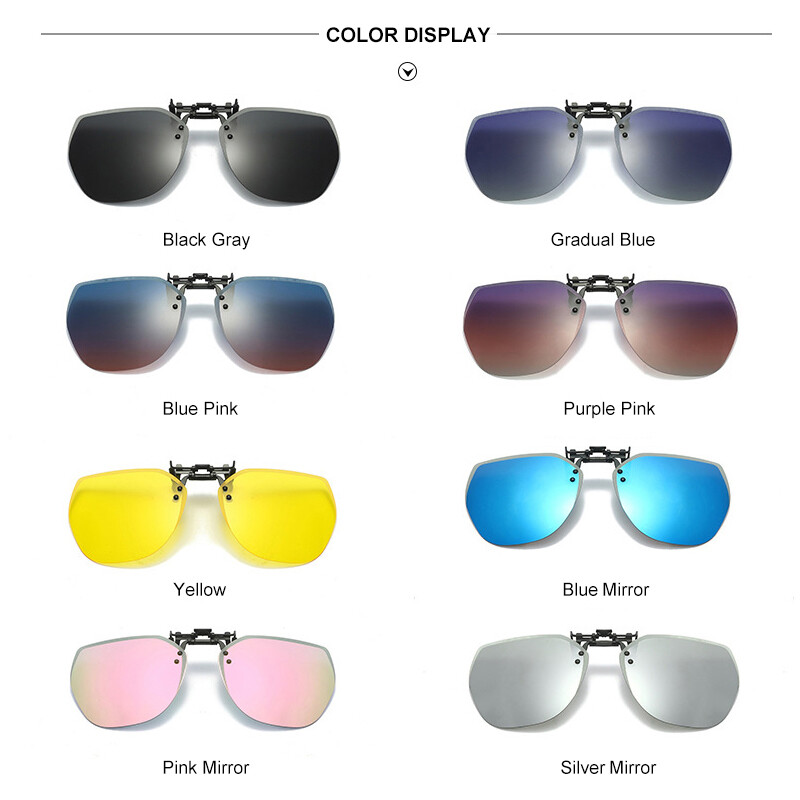 Polarized Clip-on Sunglasses Lightweight Rimless Flip Up Metal Clip Sunglasses
