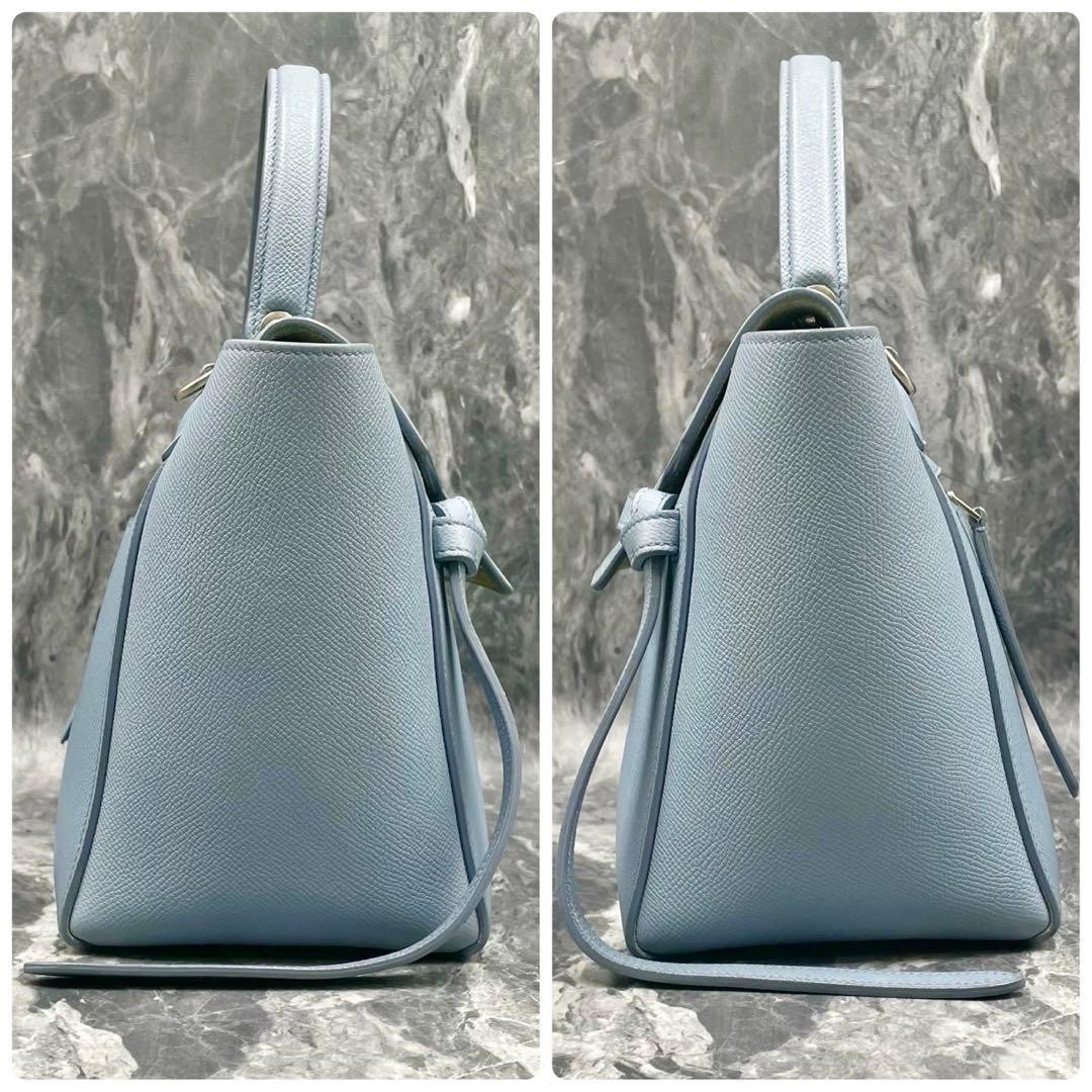 Auth CELINE Nano Belt Bag Light Blue Leather Hand Bag Pastel Color Used Japan