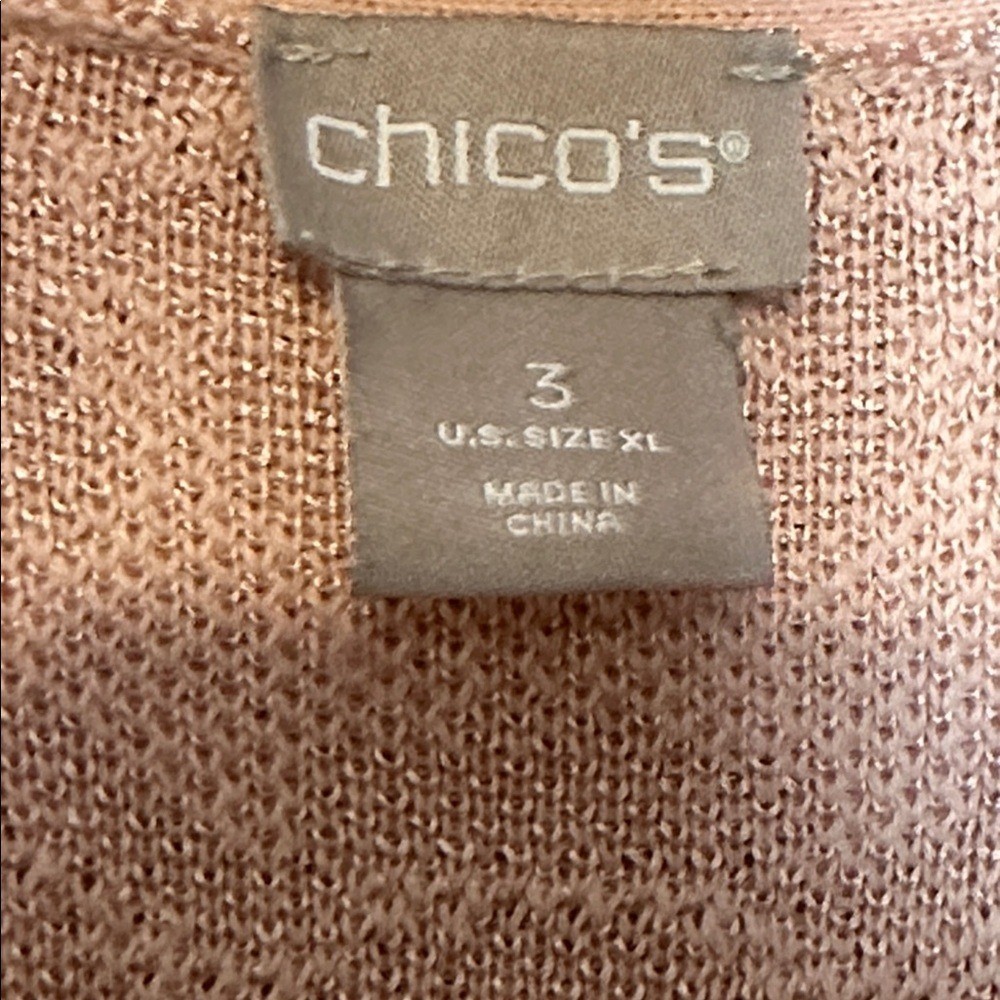 Chico’s Tonal Jacquard Long Line Open Cardigan Size 3 / XL in Blush Pink