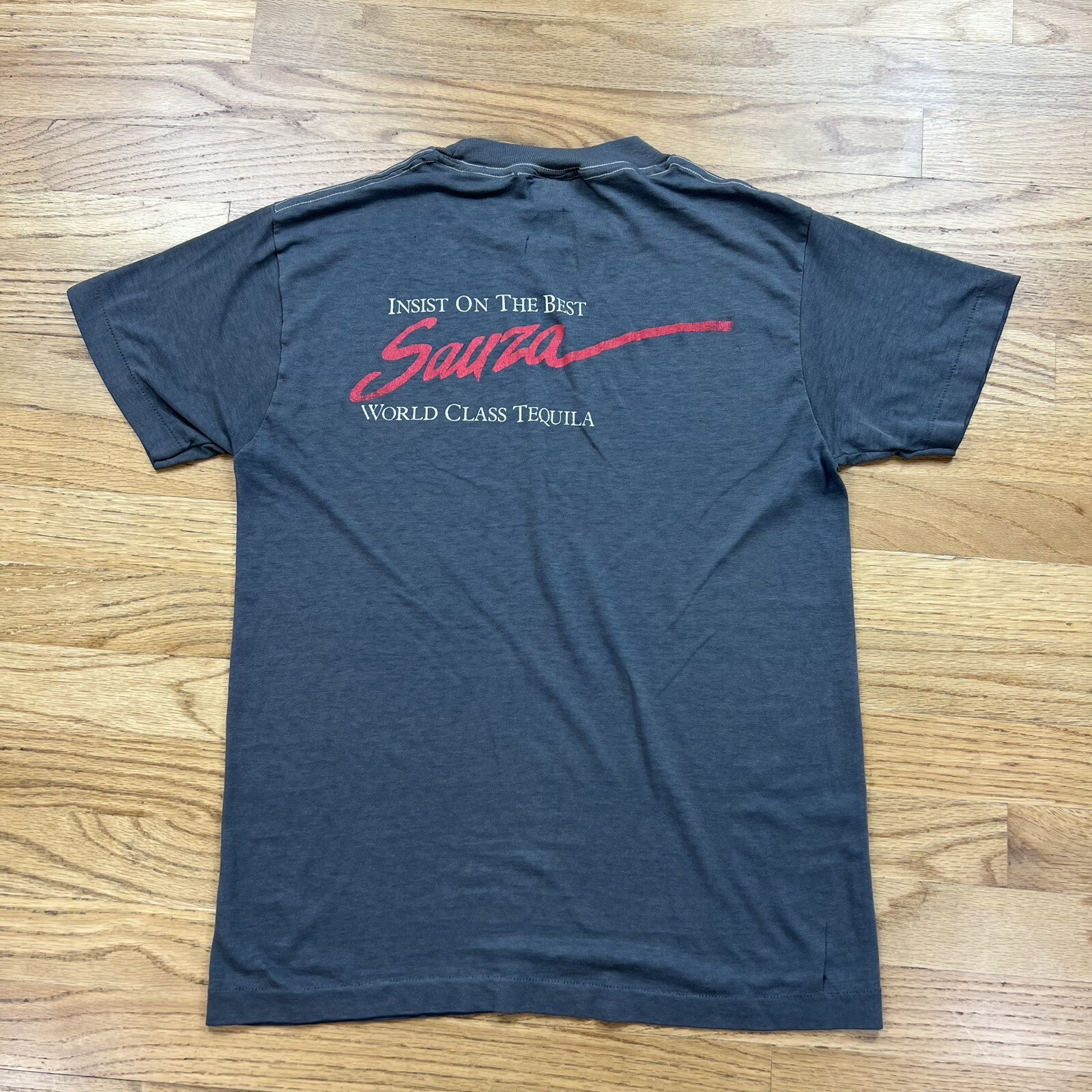 Vintage Sauza Tequila 1980s Promo T Shirt Single Stitch Sz L Graphic Print Faded