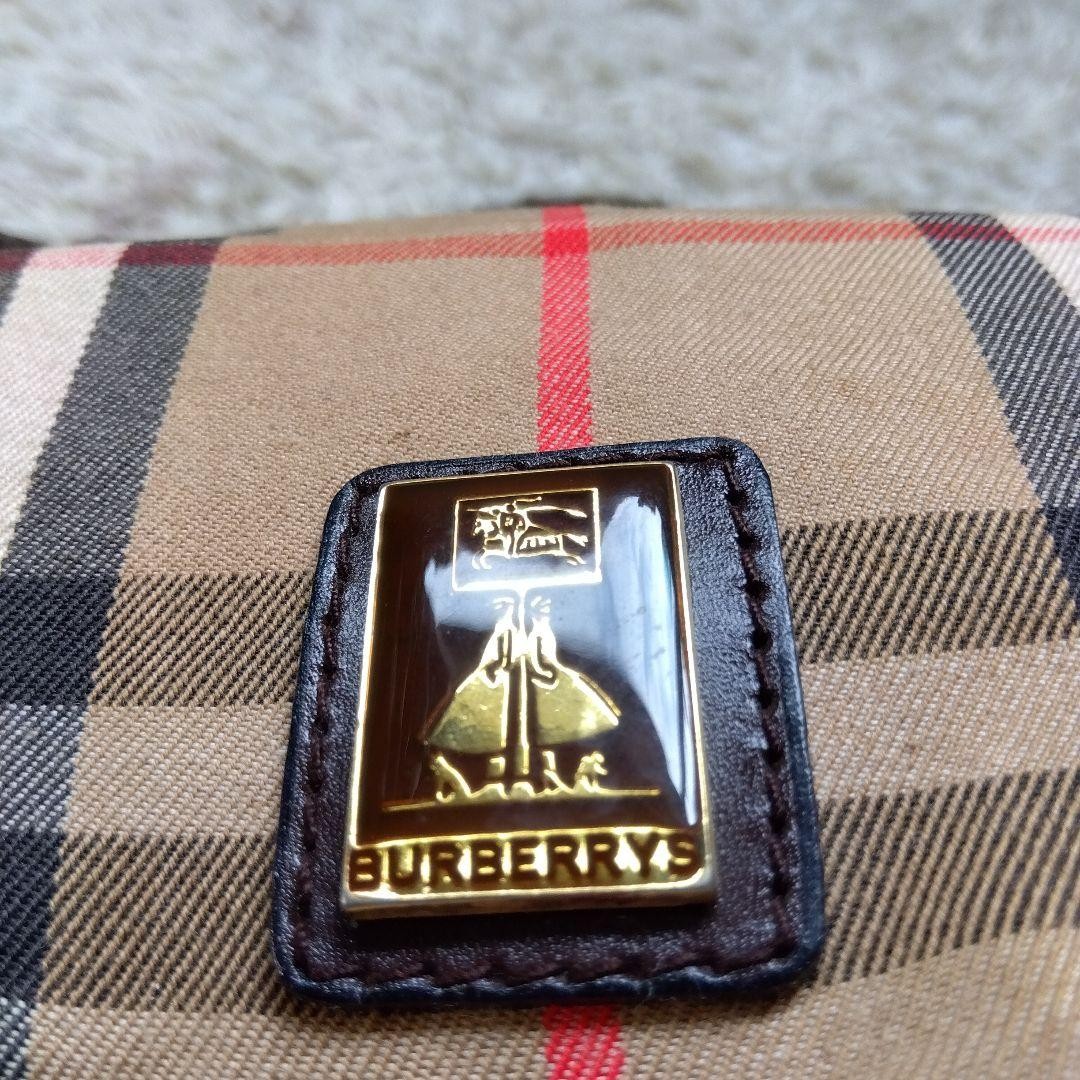 Burberry Mini Barrel Bag Nova Check Leather Beige Brown 11.4×7.9×6.3in Used