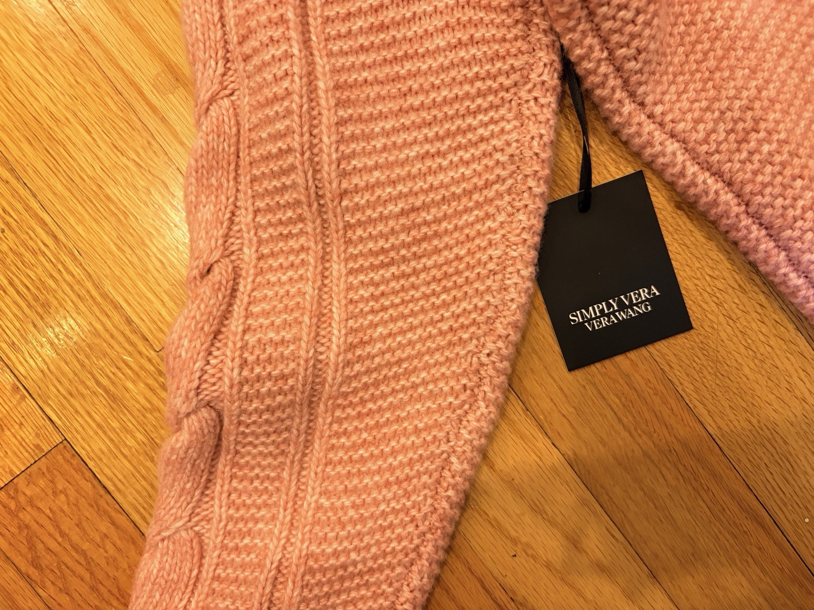 Simply Vera Vera Wang Pink Cable-Knit Mock Neck Pullover Sweater Womens M