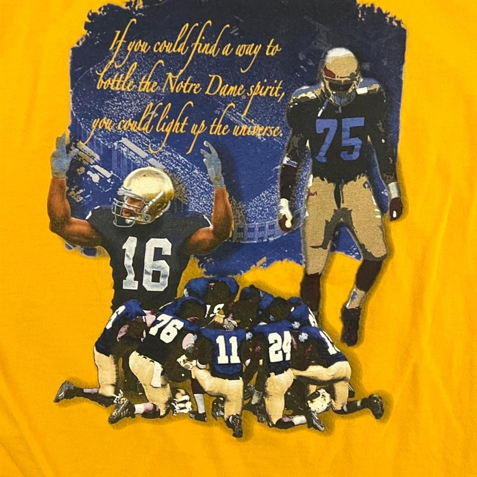2005 Notre Dame Football The Shirt Lives Yellow Graphic T Shirt Pro Edge