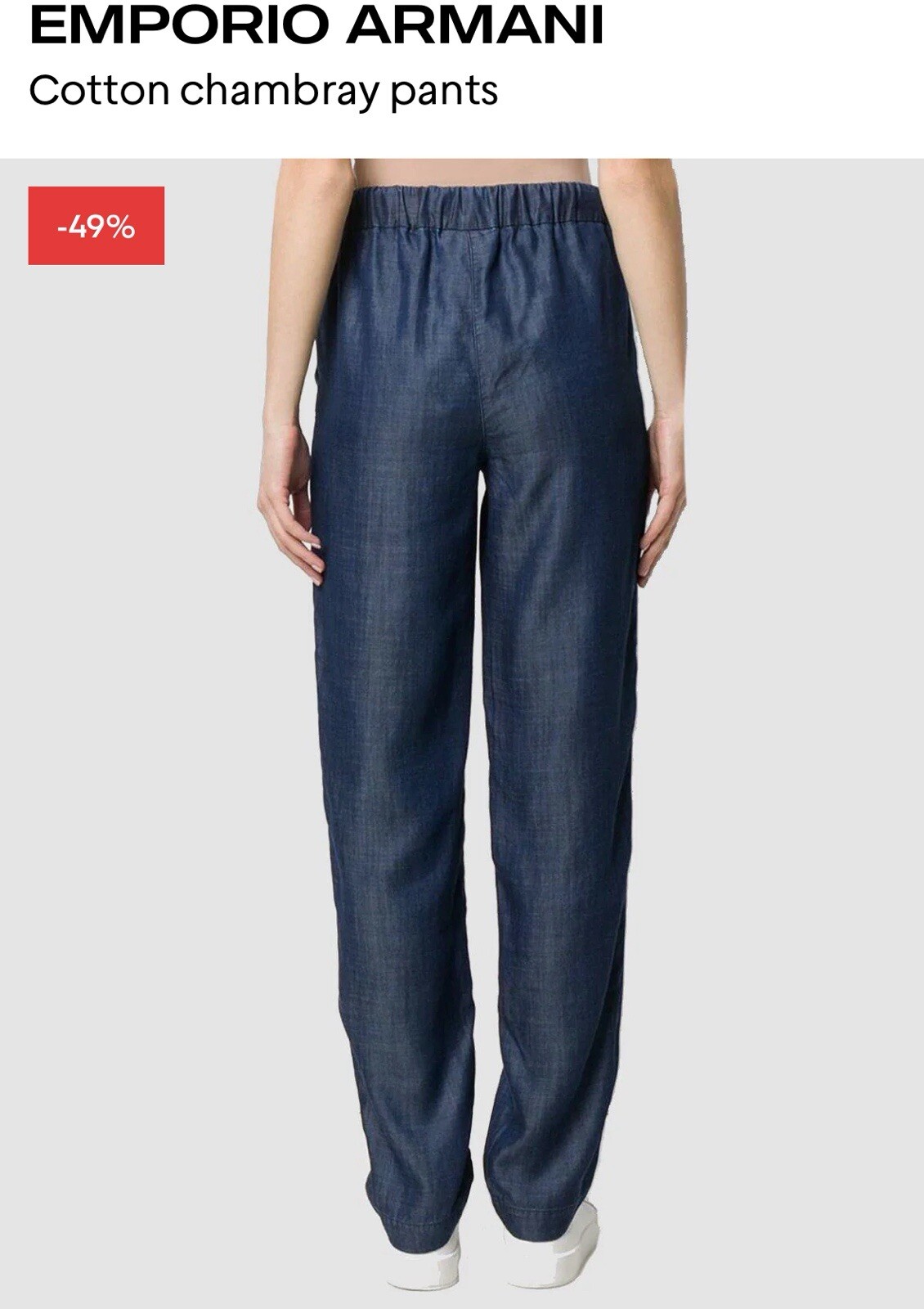 Emporio Armani Tailored Chambray Denim Straight Leg Pleated Trousers Uk 8 IT 40