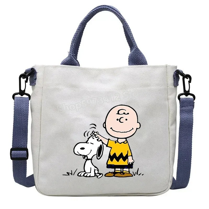 Snoopy Cartoon Canvas Tote Bag Large Capacity Unisex Shoulder Crossbody Bag Gift